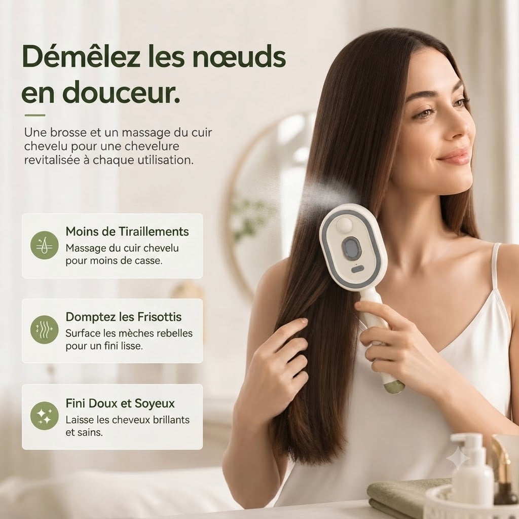 Brosse Électrique Capillaire 3-en-1 — Massage Cuir Chevelu & Applicateur d'Huile