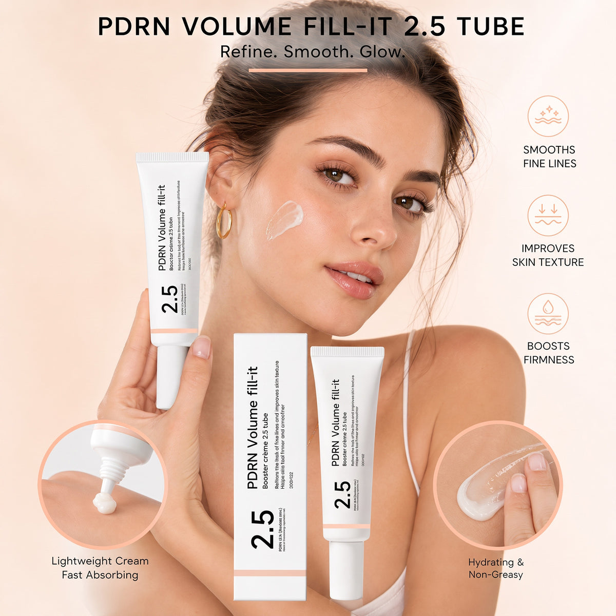 PDRN VOLUME FILL-IT 2.5 — Crème Visage Repulpante au PDRN 15 000 ppm et Volufiline, Tube Airless 30 g