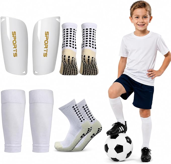 MATCHGRIP PRO™ — Pack Football 5-en-1 : Chaussettes Grip, Protège-Tibias, Manchons, Strap & Sac