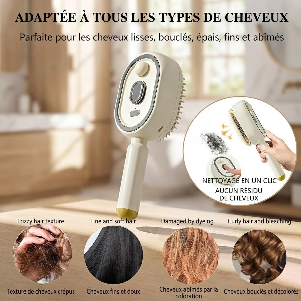 Brosse Électrique Capillaire 3-en-1 — Massage Cuir Chevelu & Applicateur d'Huile