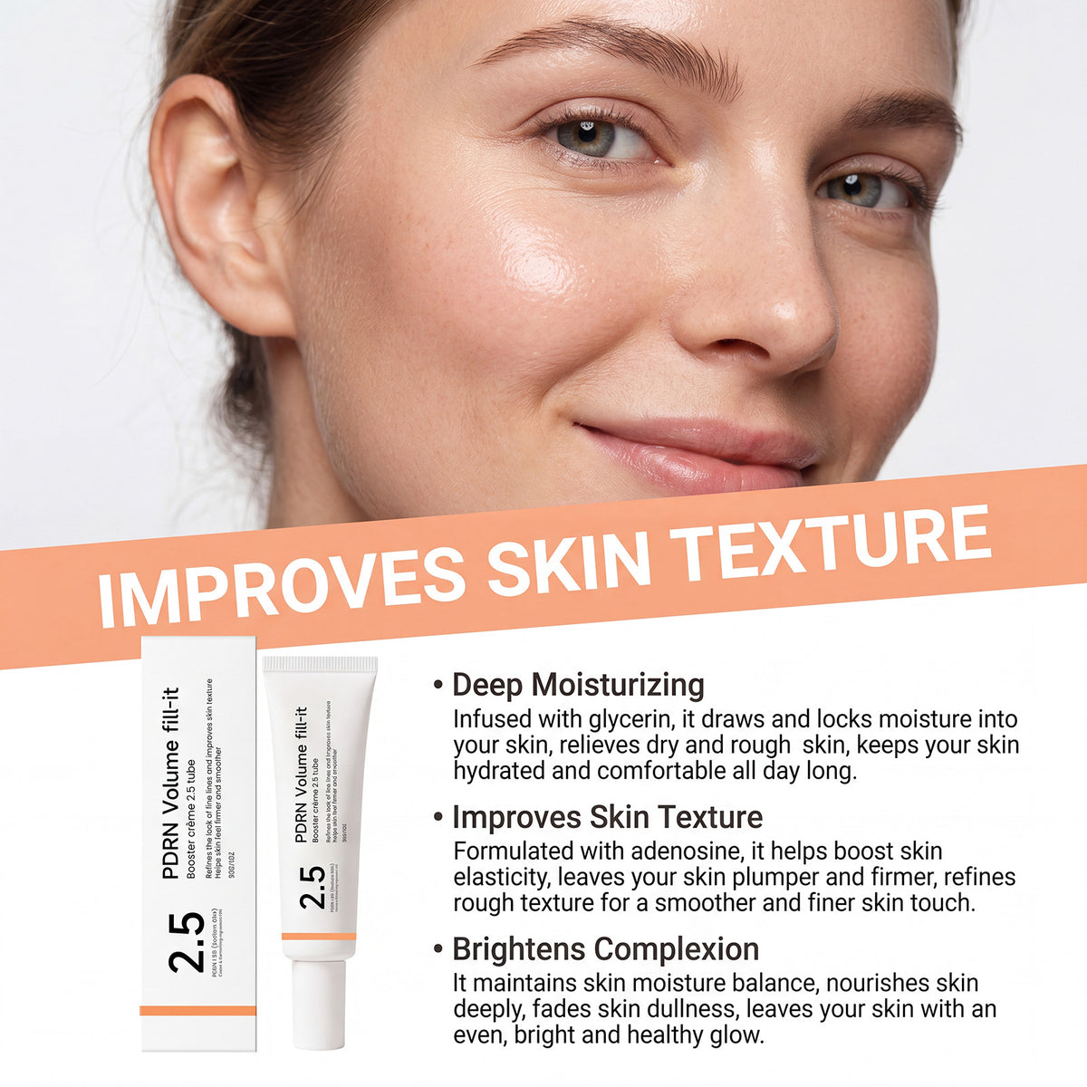 PDRN VOLUME FILL-IT 2.5 — Crème Visage Repulpante au PDRN 15 000 ppm et Volufiline, Tube Airless 30 g