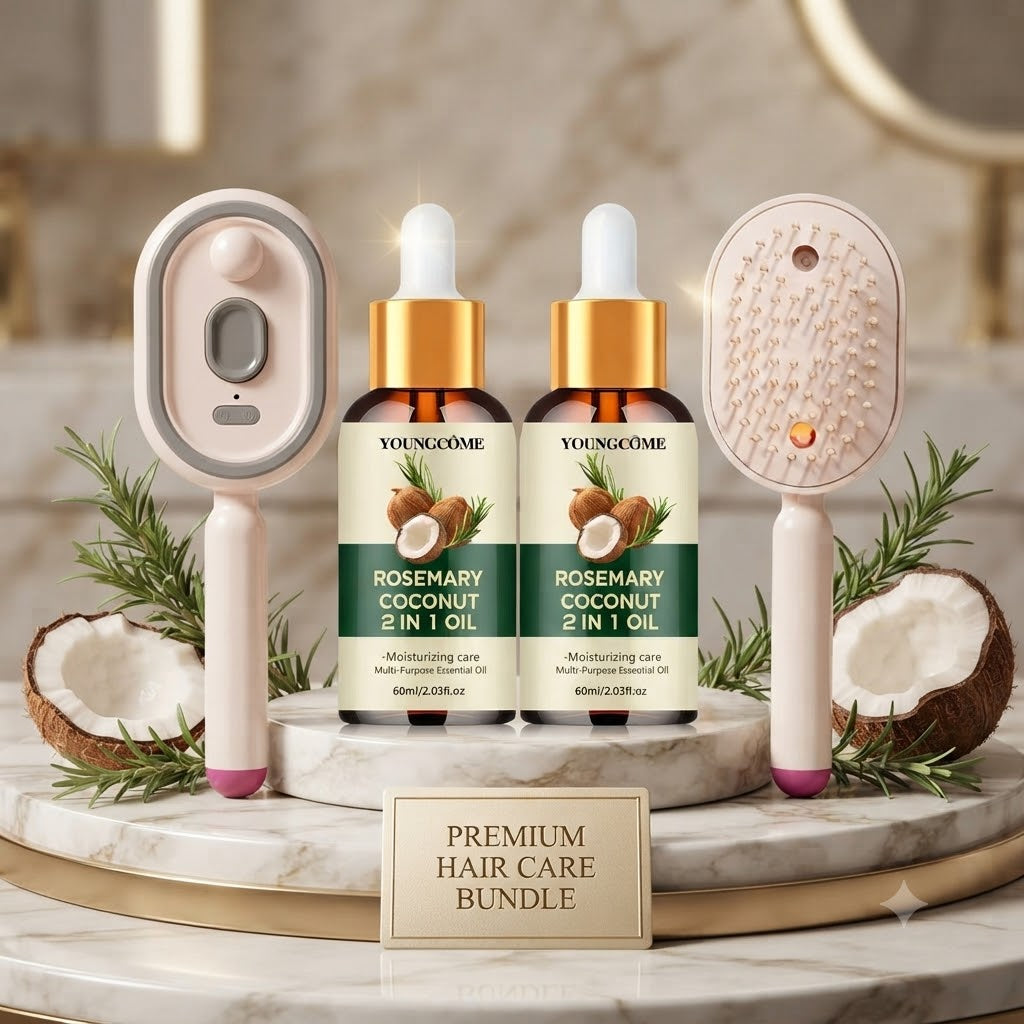 Brosse Électrique Capillaire 3-en-1 — Massage Cuir Chevelu & Applicateur d'Huile