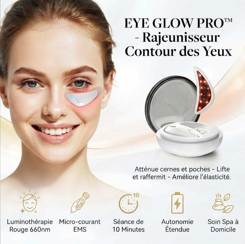 EYE GLOW PRO™, Masseur Yeux Anti-Cernes Lumiere Rouge et EMS