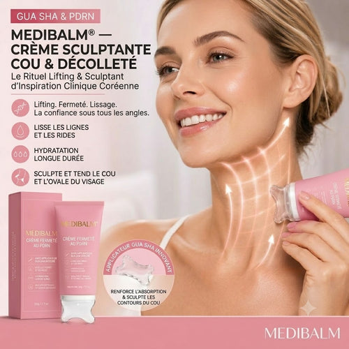 MEDIBALM® — Crème Sculptante Cou & Décolleté au PDRN & Gua Sha Intégré (90 g)