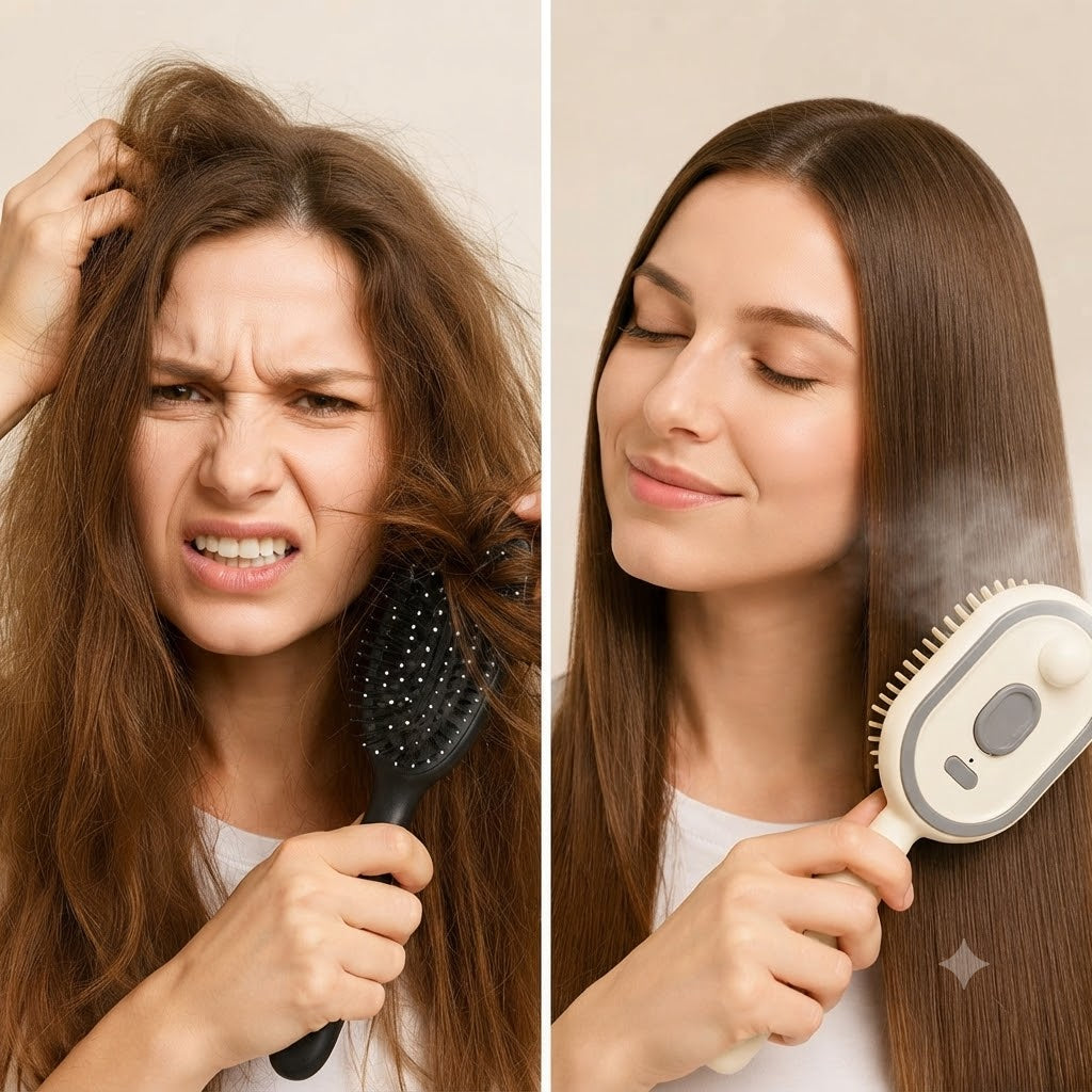 Brosse Électrique Capillaire 3-en-1 — Massage Cuir Chevelu & Applicateur d'Huile