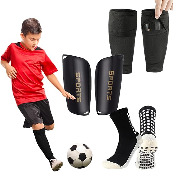 MATCHGRIP PRO™ — Pack Football 5-en-1 : Chaussettes Grip, Protège-Tibias, Manchons, Strap & Sac