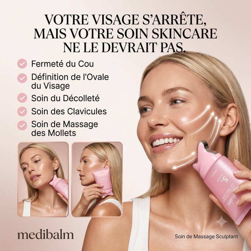 MEDIBALM® — Crème Sculptante Cou & Décolleté au PDRN & Gua Sha Intégré (90 g)