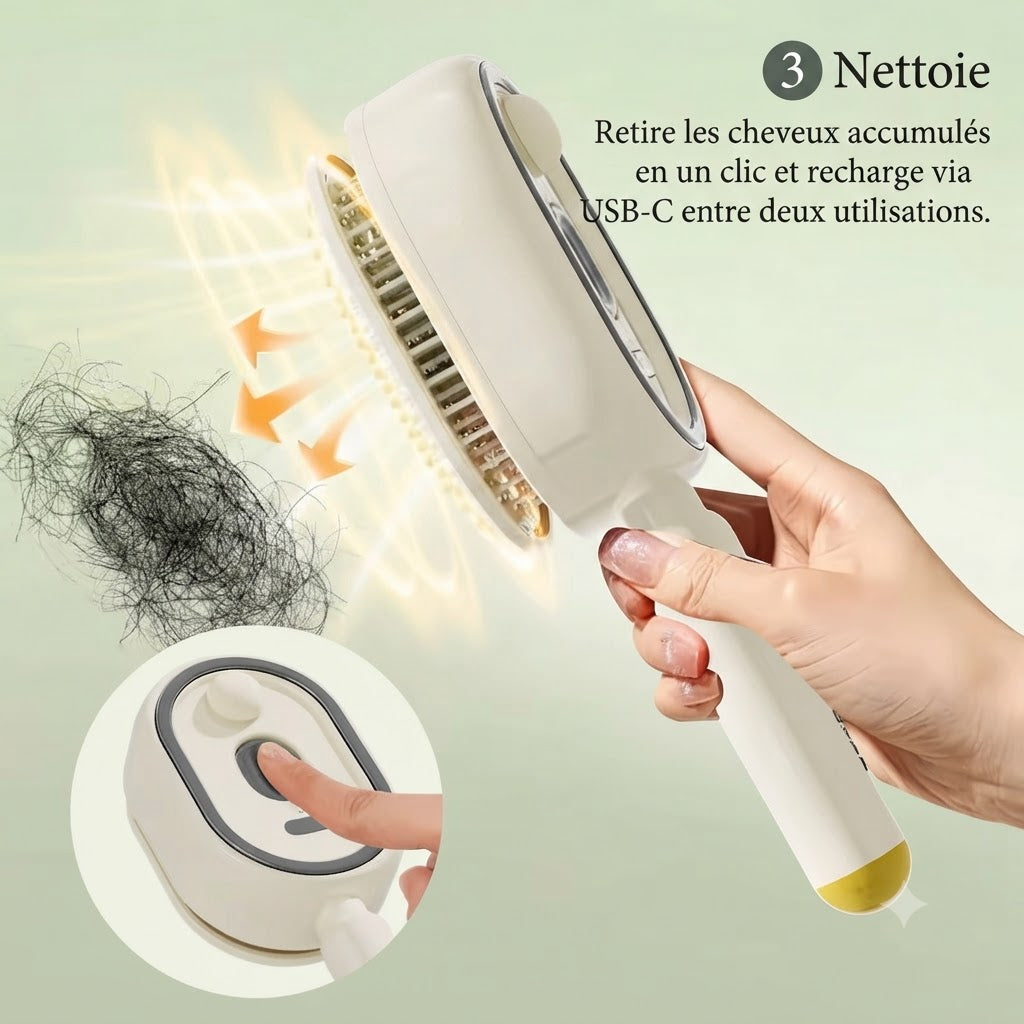 Brosse Électrique Capillaire 3-en-1 — Massage Cuir Chevelu & Applicateur d'Huile