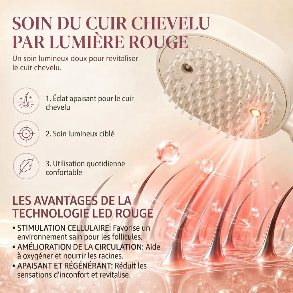 Brosse Électrique Capillaire 3-en-1 — Massage Cuir Chevelu & Applicateur d'Huile