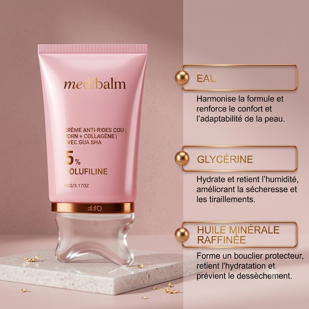 MEDIBALM® — Crème Sculptante Cou & Décolleté au PDRN & Gua Sha Intégré (90 g)