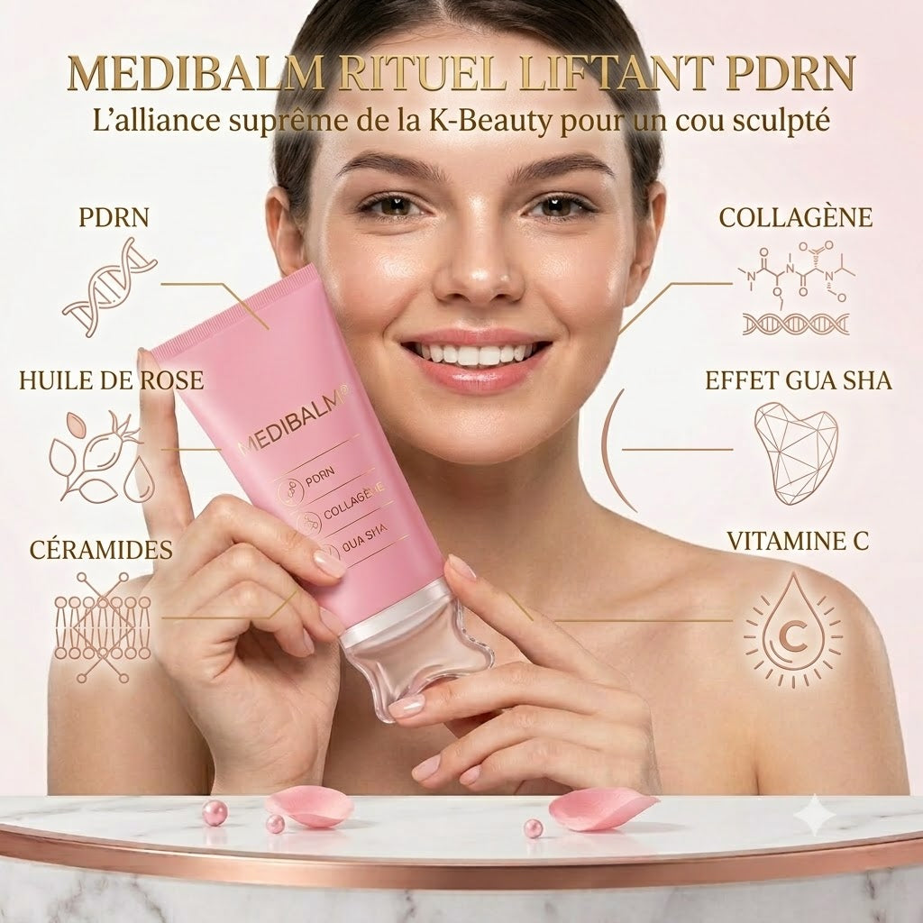 MEDIBALM® — Crème Sculptante Cou & Décolleté au PDRN & Gua Sha Intégré (90 g)