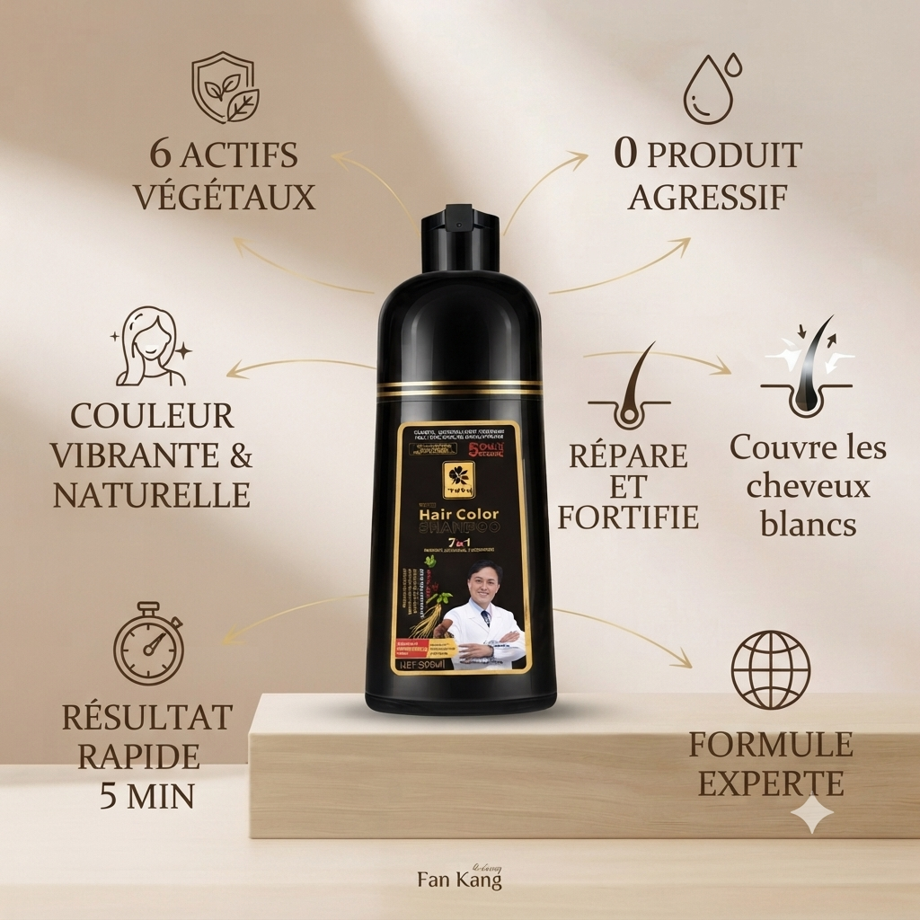 Shampoing Colorant Magique 3-en-1 — Anti Cheveux Blancs (500ml)
